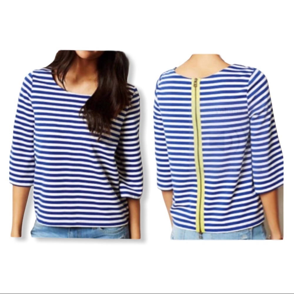 Anthro Postmark Genoa Stripe Zipper Back Top XS - Picture 12 of 12